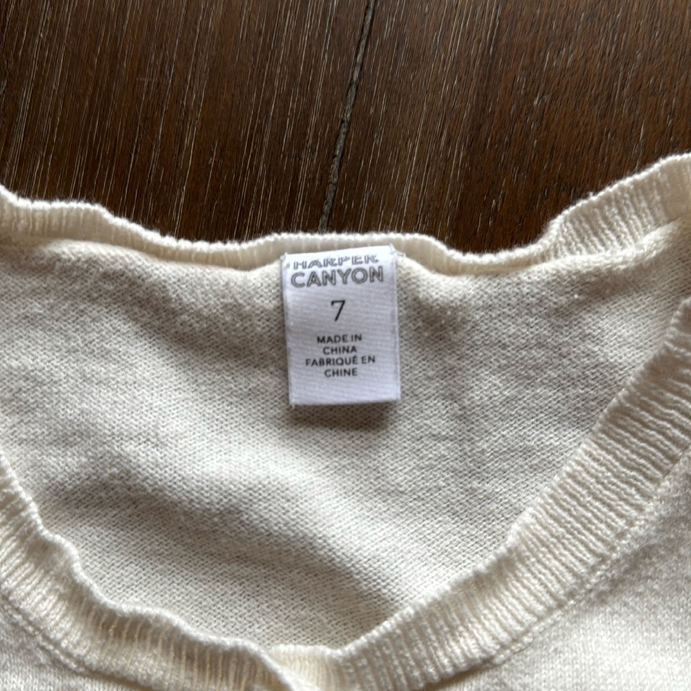 Size 7 Harper Canyon cream off white bolero cardigan cotton sweater - Picture 2 of 6